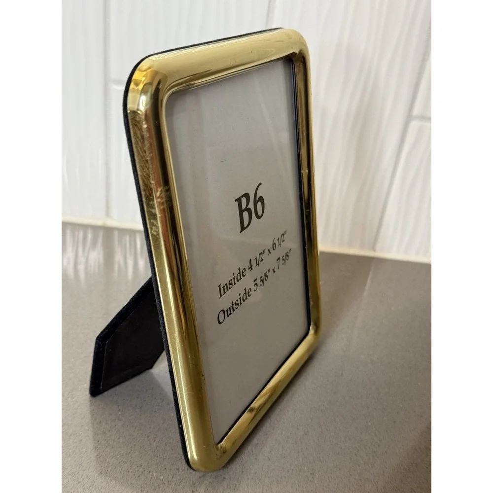 Lot of 3 Vintage MCM Brass Metal Picture Frame Gold Tone 6x8, 5x7 & 4x5 Outside